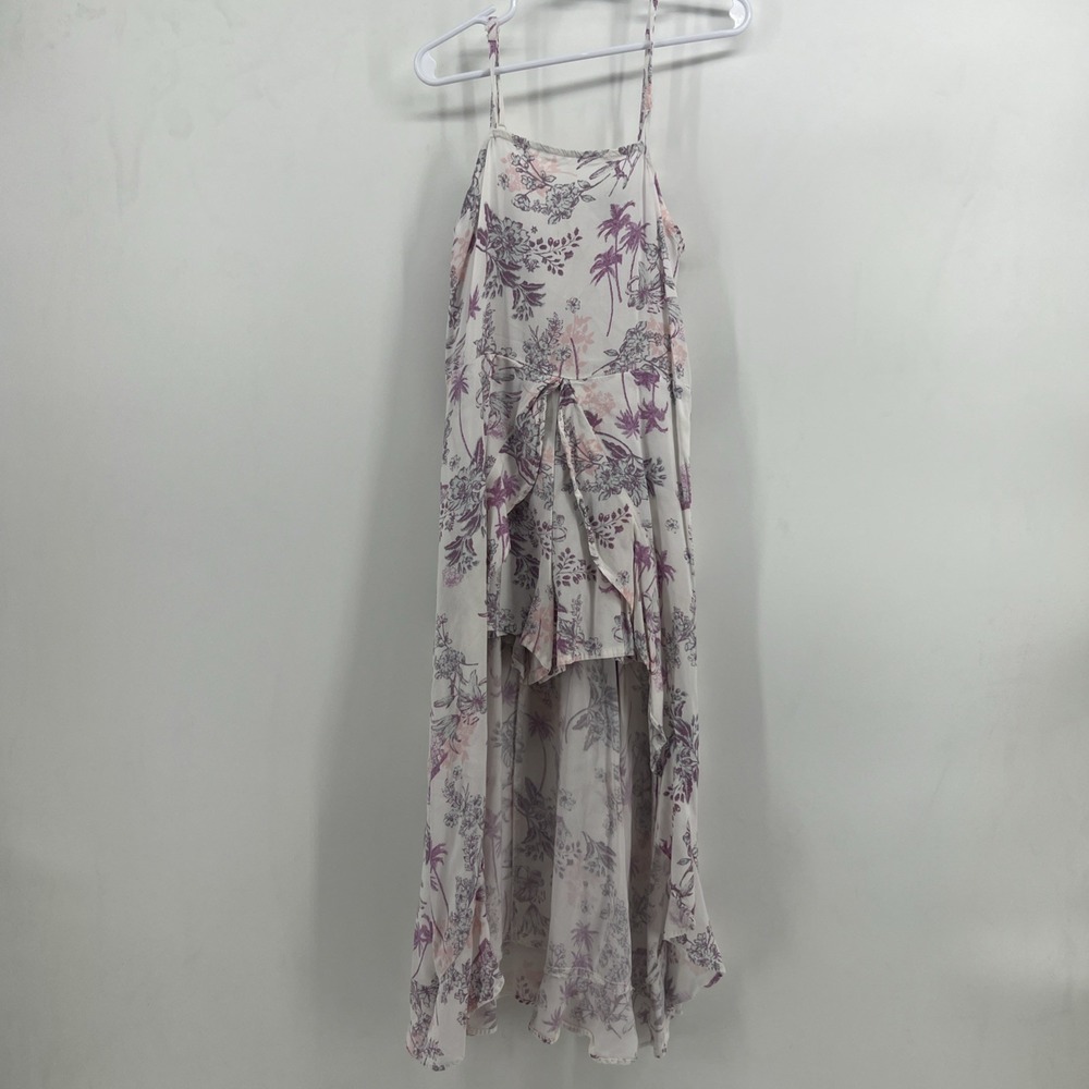 Art Class Girls Floral Hi Low Dress S/6 Smocked Boho Layered